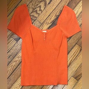 Anthropologie Vibrant Orange Short Sleeve Top